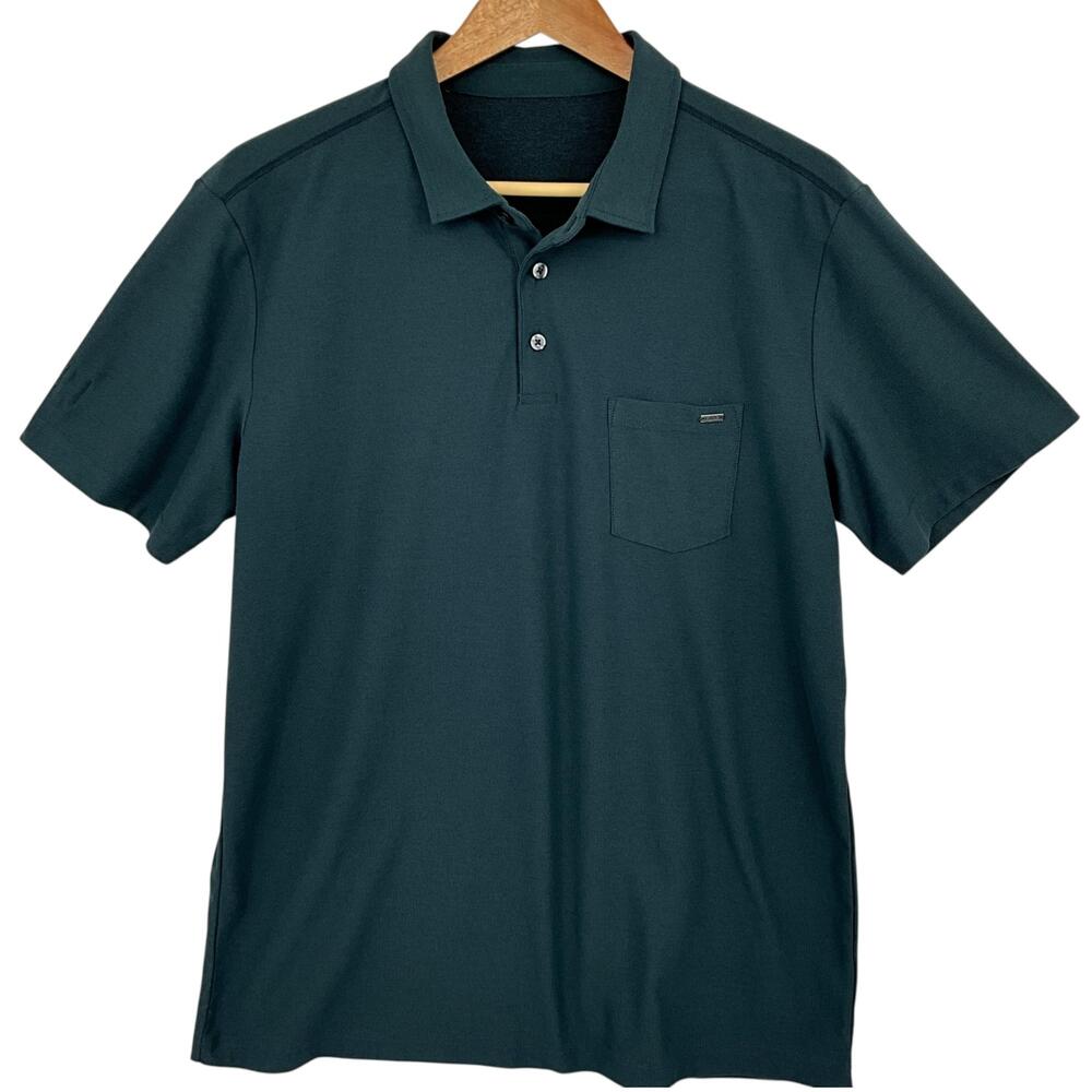Vuori Ace Polo Shirt Mens Large Navy Short Sleeve Performance Golf Pocket
